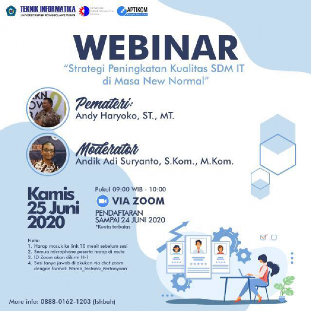 Webinar   “Strategi Peningkatan Kualitas SDM IT di Masa New Normal”